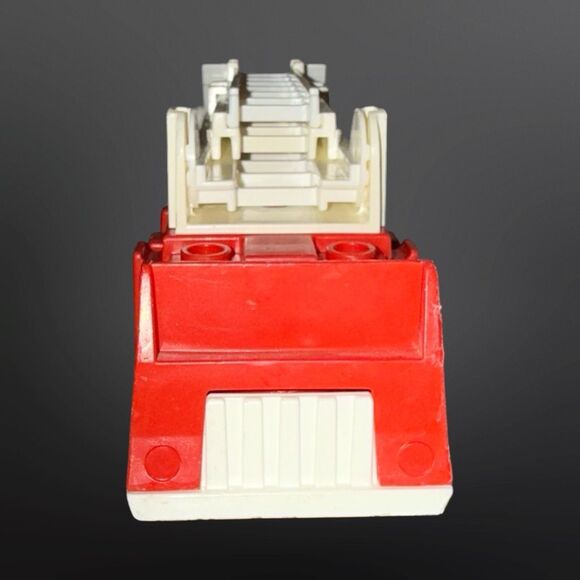 Vintage 1980s Fisher-Price Firetruck Firemen & Puppy Dog Set Red Black White - Picture 11 of 15